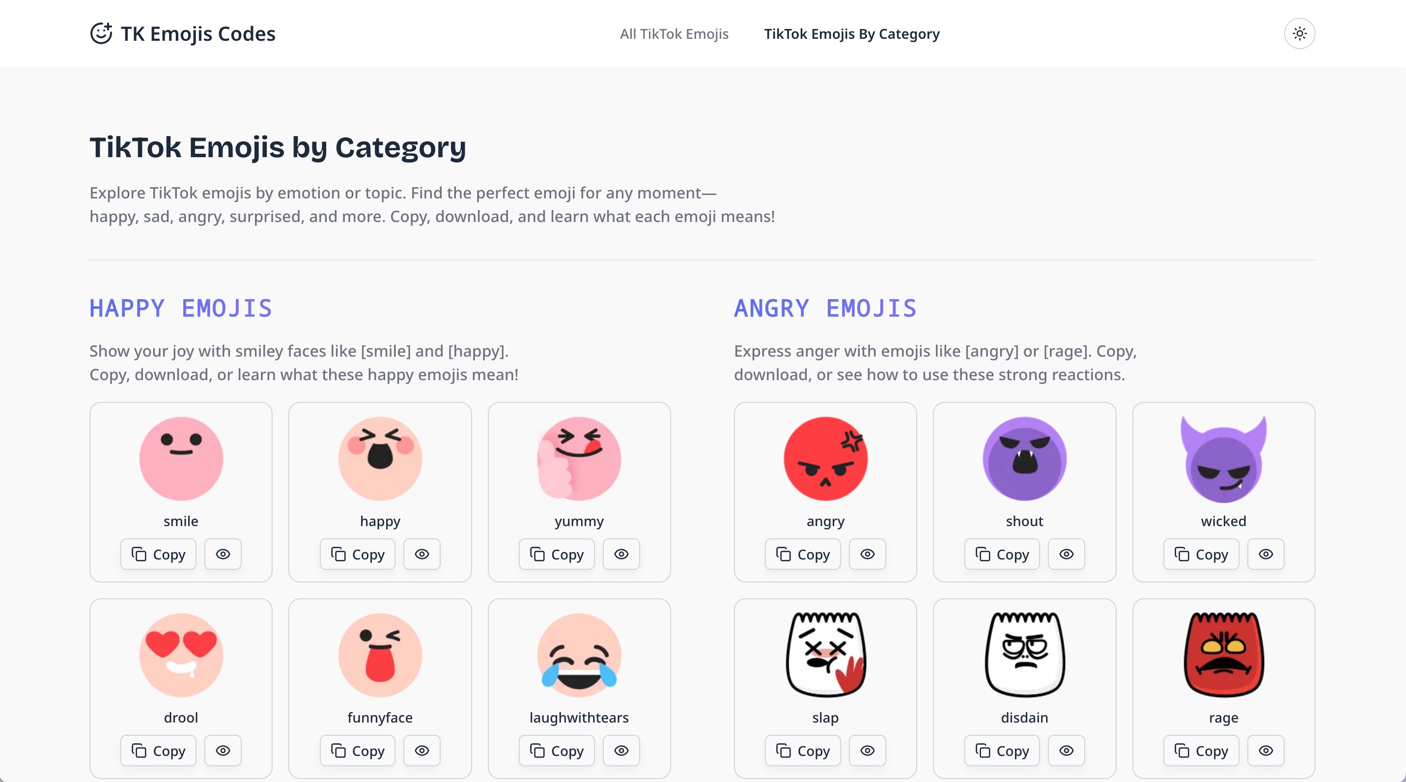 tiktok emojis by category
